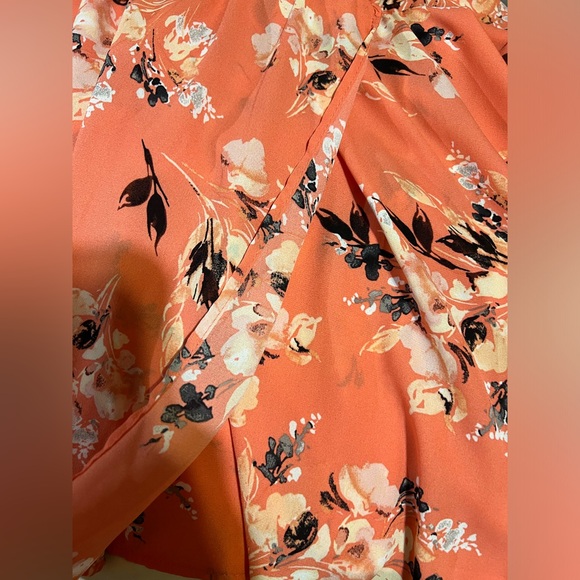 Torrid top, size 1 (14/16) coral/pink floral with ruffle - Picture 4 of 8